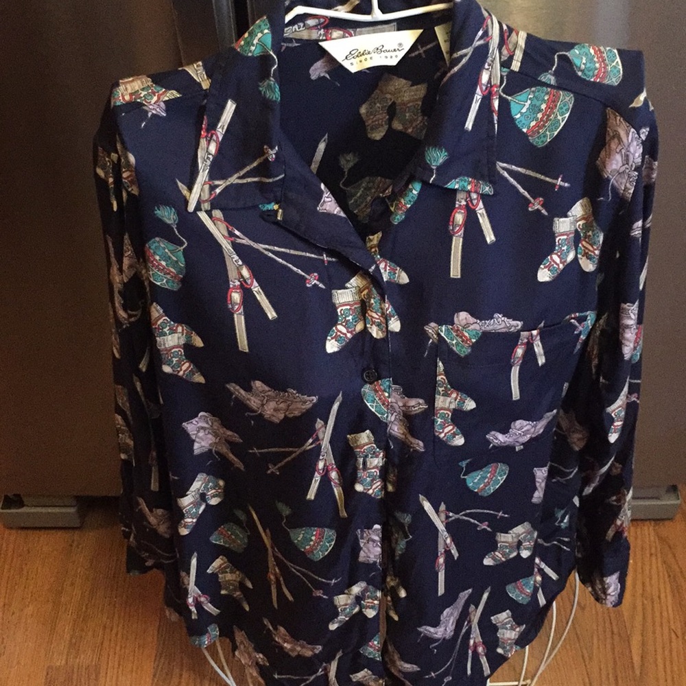 Eddie Bauer Skiing Theme Blouse Size S/P